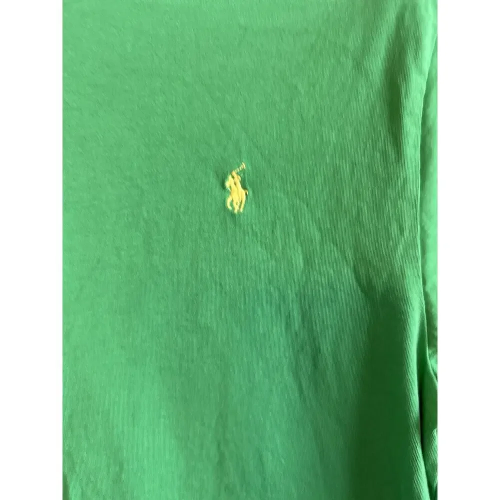 Polo Ralph Lauren Boys T-Shirt Green Large 14-16 Yellow Pony Short Sleeve Preppy